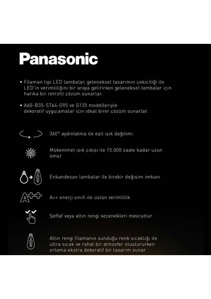 E27 LED Filaman G125 Rustik Lamba 7W 630LM 2000K Gold LDGCH07LH1RA