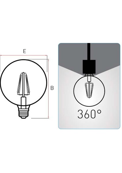 E27 LED Filaman G125 Rustik Lamba 7W 630LM 2000K Gold LDGCH07LH1RA