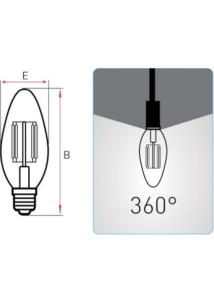 E14 LED Filaman Rustik Lamba 4W 360LM 2000K Gold LDCCH04LH1RA