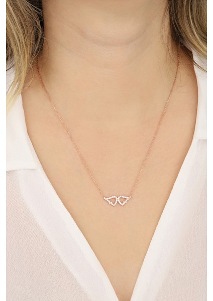 Zirkon Taşlı Melek Kanadı 925 Ayar Gümüş Kolye