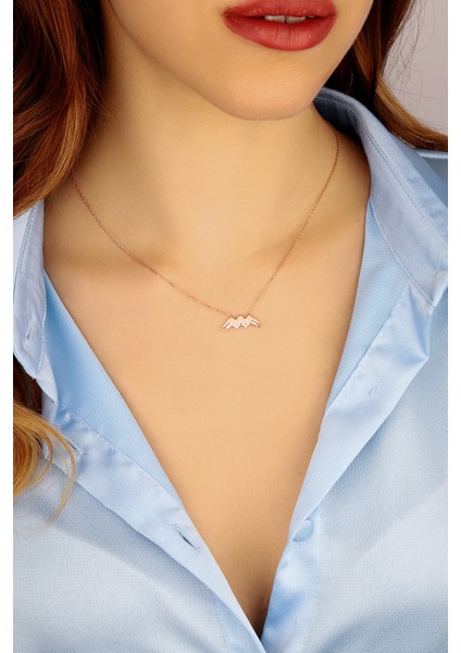 Zirkon Taşlı Kova Burcu 925 Ayar Gümüş Kolye