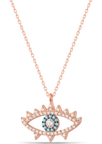 Aqua Taşlı Göz 925 Ayar Gümüş Kolye fiyatları