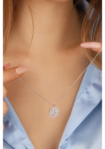 Baget Taşlı Yuvarlak 925 Ayar Gümüş Kolye