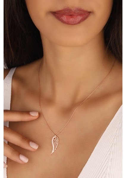 Rose Kaplama Yaprak 925 Ayar Gümüş Kolye