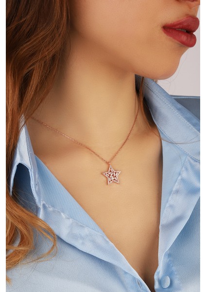 Baget Taşlı Yıldız 925 Ayar Gümüş Kolye