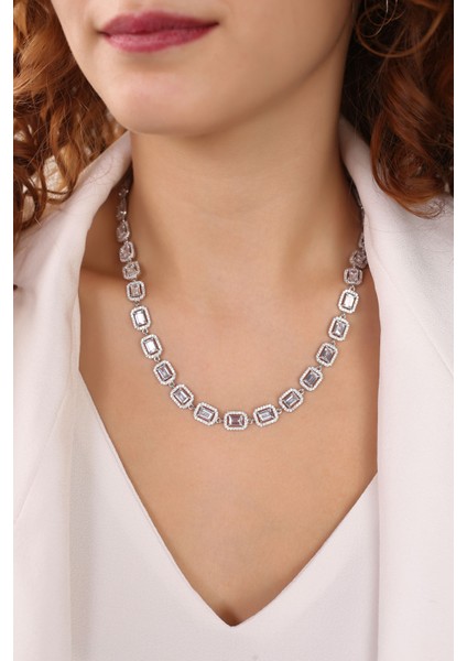 Baget Taşlı 925 Ayar Gümüş Kolye