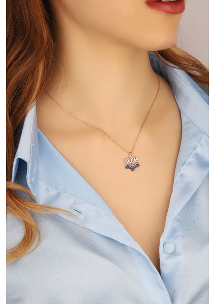 Aqua Taşlı Kar Tanesi 925 Ayar Gümüş Kolye