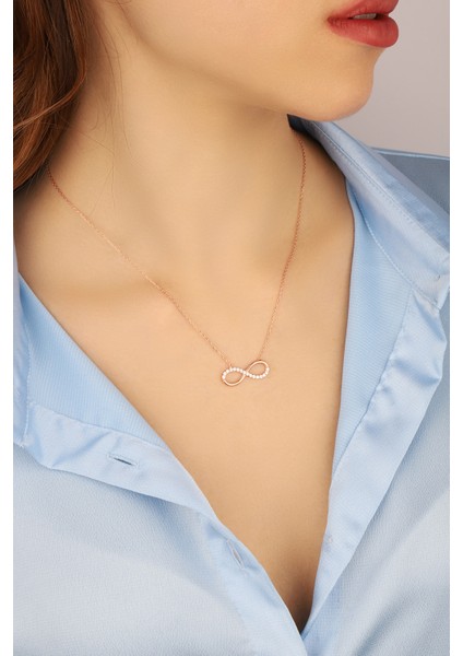 Yarı Taşlı Sonsuzluk 925 Ayar Gümüş Kolye