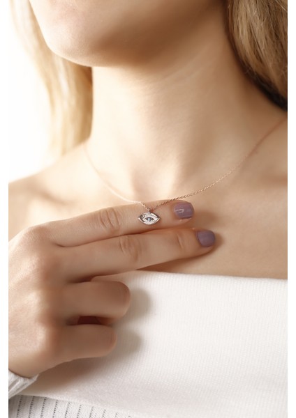 Rose Firuze Gözlü 925 Ayar Gümüş Kolye fiyatları