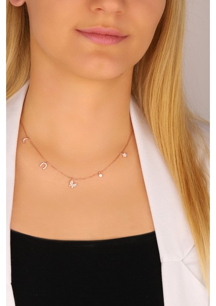 Kelebekli Şans Model 925 Ayar Gümüş Kolye