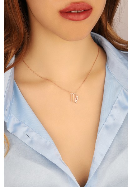 Zirkon Taşlı Başak Burcu 925 Ayar Gümüş Kolye