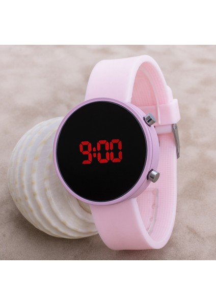 LED Watch Toz Pembe Dijital Bayan Yetişkin Kız Çocuk Kol Silikon Saat ST-303633