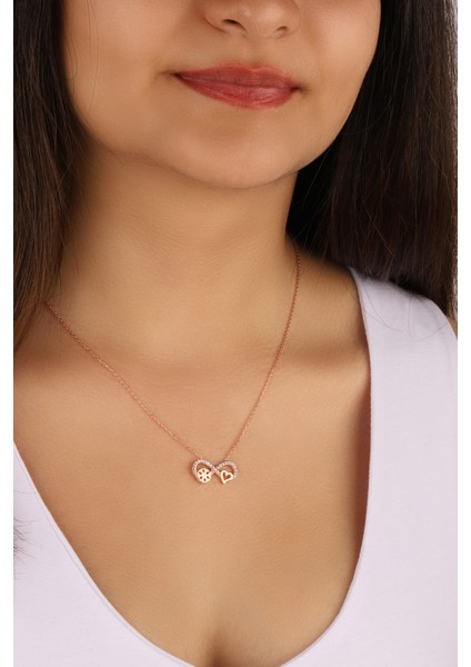 Rose Kaplama Kalpli Kartanesi Sonsuzluk 925 Ayar Gümüş Kolye