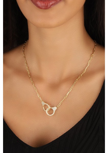 Altın Kaplama Kelepçe Model 925 Ayar Gümüş Kolye