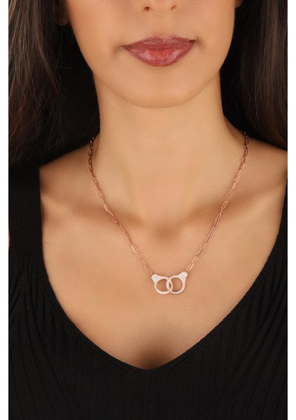 Rose Kaplama Kelepçe Model 925 Ayar Gümüş Kolye