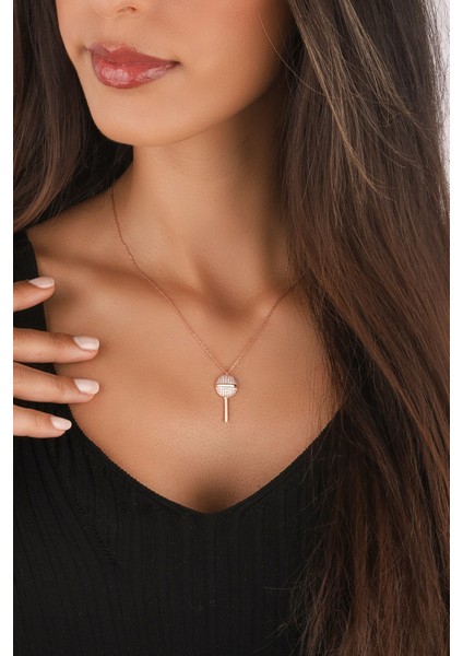 Rose Kaplama Mikrofon Model 925 Ayar Gümüş Kolye fiyatları