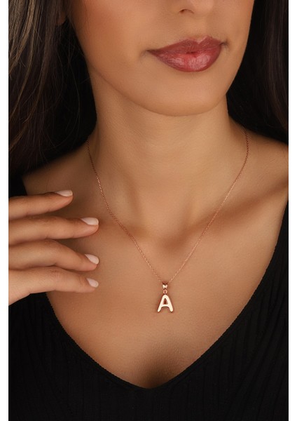 Bombeli A Harf 925 Ayar Gümüş Kolye