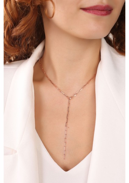 Rose Ataş Zincirli 925 Ayar Gümüş Kolye