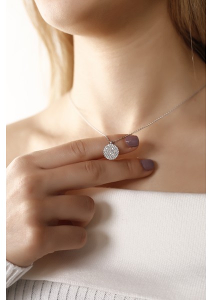 Zirkon Taşlı Pul 925 Ayar Gümüş Kolye fiyatları