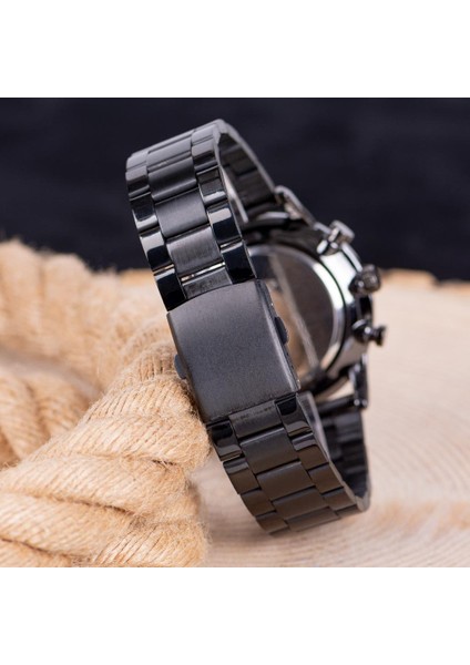 Yeni Sezon Roma Rakamlı Siyah Çelik Kordonlu Siyah Kasa Tasarımlı Erkek Kol Saati ST-304008 fiyatları