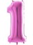 1 Rakam Pembe Folyo Balon 40 Inç 100 cm 1
