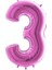 3 Rakam Pembe Folyo Balon 40 Inç 100 cm 1