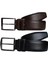 %100 Deri 2'li Set Düz Kanvas Pantolon Kemeri 4cm; Siyah - Kahverengi 2
