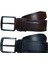 %100 Deri 2'li Set Dikiş Desenli Kot Pantolon Kemeri 4.5cm: Siyah-Kahverengi 2