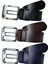 %100 Deri 3'lü Set Kalın Dilli Kot Pantolon Kemeri 4.5cm: Siyah-Kahverengi -Lacivert 2