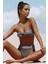 Simli Straplez Bikini Alt Üst Takım Gri 3