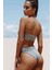 Simli Straplez Bikini Alt Üst Takım Gri 4