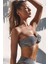 Simli Straplez Bikini Alt Üst Takım Gri 5