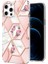 iPhone 12 Için 2 mm Imd Iml Düşmeye Dayanıklı Galvanik Mermer Çiçek Desenli Tpu Telefon Kılıfı - Pembe (Yurt Dışından) 1