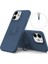 iPhone 13 Mini Için 360 ° Döner Halkalı Düşmeye Dayanıklı Sıvı Silikon Kayışlı Koruyucu Kılıf - Koyu Mavi (Yurt Dışından) 1