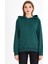 Kadın Yeşil Kapüşonlu Basic Örme Sweatshirt 3