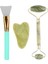 Buffer® Çift Taraflı Jade Roller Yeşim Taşı Seti + 2li Silikon Maske Sürme Fırçası Cilt Bakım Seti 1