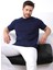 Saks/siyah Kuşgözü Desenli Bisiklet Yaka Erkek Triko T-Shirt 1