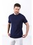 Saks/siyah Kuşgözü Desenli Bisiklet Yaka Erkek Triko T-Shirt 3