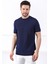 Saks/siyah Kuşgözü Desenli Bisiklet Yaka Erkek Triko T-Shirt 4