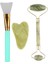 Buffer® Çift Taraflı Jade Roller Yeşim Taşı Seti + 2li Silikon Maske Sürme Fırçası Cilt Bakım Seti 5