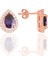 Gümüş Rose Ametis Taşlı Damla Modeli Ikili Set 3