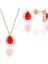 Gümüş Rose Kırmızı Taşlı Damla Modeli Ikili Set 1