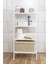 4 Raflı Beyaz Çok Amaçlı Banyo Organizer Metal Ahşap Dekoratif Açık Banyo Dolabı Konik Banyo Rafı 3