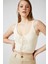 Kadın Bej Önü Bağcıklı Bluz 2