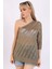Kadın Haki Tek Omzu Açık Triko Bluz 2