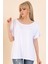 Kadın Beyaz Sırt Detaylı Kayık Yaka Kısa Kollu Bluz 2