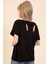Kadın Siyah Sırt Detaylı Kayık Yaka Kısa Kollu Bluz 1