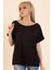 Kadın Siyah Sırt Detaylı Kayık Yaka Kısa Kollu Bluz 2