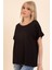 Kadın Siyah Sırt Detaylı Kayık Yaka Kısa Kollu Bluz 3