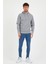 Erkek Kapüşonlu Kanguru Cep 3 Iplik Sweatshirt Gri Melanj 4
